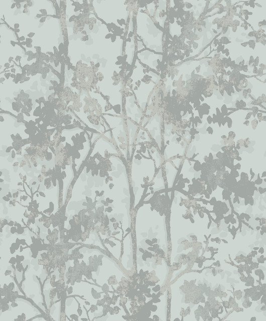 Shimmering Foliage Spa & Silver Wallpaper by Antonina Vella Designer Antonina Vella Modern Metals Second Edition Covers about 57.2 square feet 20.8-in by 33-ft long roll Unpasted 25.2 - Swanky Fabrics - Shimmering Foliage Spa & Silver Wallpaper by Antonina Vella Designer Antonina Vella Modern Metals Second Edition Covers about 57.2 square feet 20.8-in by 33-ft long roll Unpasted 25.2 - Swanky Fabrics -