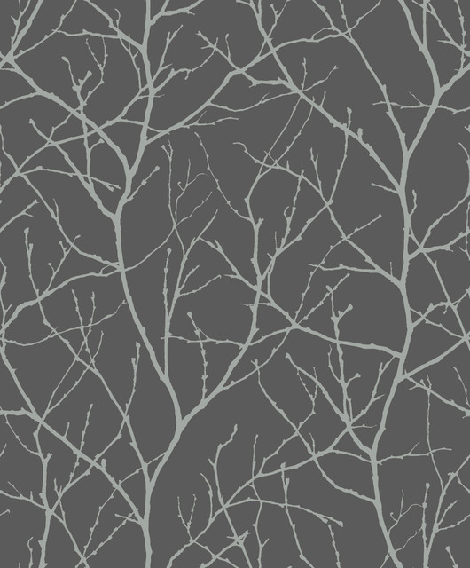 Trees Silhouette Charcoal & Silver Wallpaper by Antonina Vella Designer Antonina Vella Modern Metals Second Edition Covers about 57.2 square feet 20.8-in by 33-ft long roll Unpasted 25.2 - Swanky Fabrics - Trees Silhouette Charcoal & Silver Wallpaper by Antonina Vella Designer Antonina Vella Modern Metals Second Edition Covers about 57.2 square feet 20.8-in by 33-ft long roll Unpasted 25.2 - Swanky Fabrics -