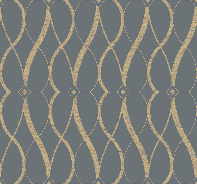 Graceful Geo Smoke & Gold Wallpaper by Antonina Vella Designer Antonina Vella Modern Metals Second Edition Covers about 60.5 square feet 27-in by 26.9-ft long roll Unpasted 25.2 - Swanky Fabrics - Graceful Geo Smoke & Gold Wallpaper by Antonina Vella Designer Antonina Vella Modern Metals Second Edition Covers about 60.5 square feet 27-in by 26.9-ft long roll Unpasted 25.2 - Swanky Fabrics -