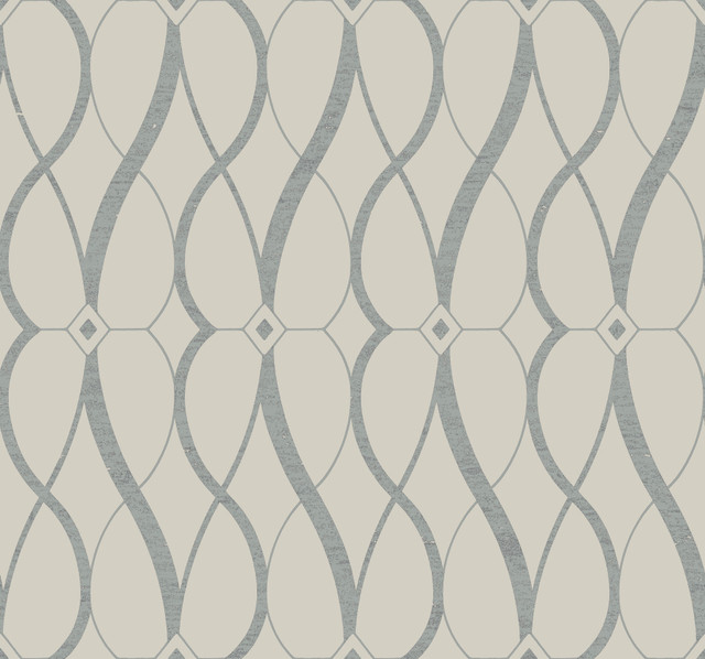 Graceful Geo Beige & Silver Wallpaper by Antonina Vella Designer Antonina Vella Modern Metals Second Edition Covers about 60.5 square feet 27-in by 26.9-ft long roll Unpasted 25.2 - Swanky Fabrics - Graceful Geo Beige & Silver Wallpaper by Antonina Vella Designer Antonina Vella Modern Metals Second Edition Covers about 60.5 square feet 27-in by 26.9-ft long roll Unpasted 25.2 - Swanky Fabrics -