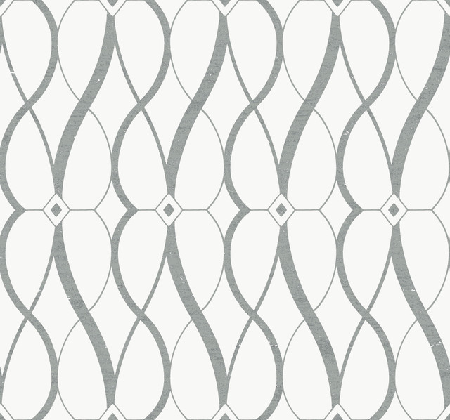 Graceful Geo White & Silver Wallpaper by Antonina Vella Designer Antonina Vella Modern Metals Second Edition Covers about 60.5 square feet 27-in by 26.9-ft long roll Unpasted 25.2 - Swanky Fabrics - Graceful Geo White & Silver Wallpaper by Antonina Vella Designer Antonina Vella Modern Metals Second Edition Covers about 60.5 square feet 27-in by 26.9-ft long roll Unpasted 25.2 - Swanky Fabrics -