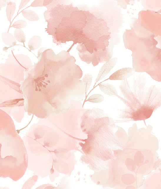 Watercolor Bouquet Blush Wallpaper by York Wallcoverings Designer Blooms Covers about 56.4 square feet 20.5-in by 33-ft long roll Unpasted 24 - Swanky Fabrics - Watercolor Bouquet Blush Wallpaper by York Wallcoverings Designer Blooms Covers about 56.4 square feet 20.5-in by 33-ft long roll Unpasted 24 - Swanky Fabrics -
