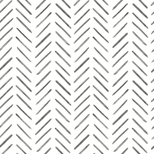 Painted Herringbone Black Wallpaper by Inspired by Color Designer Water's Edge Resource Library Covers about 56.4 square feet 20.5-in by 33-ft long roll Prepasted 20.5 - Swanky Fabrics -