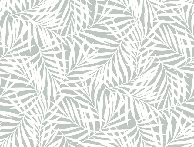 Oahu Fronds Light Green & White Wallpaper by York Wallcoverings Designer Earthy Tones Covers about 60.8 square feet 27-in by 27-ft long roll Prepasted 20.5 - Swanky Fabrics - Oahu Fronds Light Green & White Wallpaper by York Wallcoverings Designer Earthy Tones Covers about 60.8 square feet 27-in by 27-ft long roll Prepasted 20.5 - Swanky Fabrics -
