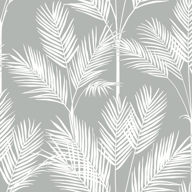 King Palm Silhouette Grey Wallpaper by Inspired by Color Designer Beige & Neutrals Covers about 56.4 square feet 20.5-in by 33-ft long roll Prepasted 20.5 - Swanky Fabrics - King Palm Silhouette Grey Wallpaper by Inspired by Color Designer Beige & Neutrals Covers about 56.4 square feet 20.5-in by 33-ft long roll Prepasted 20.5 - Swanky Fabrics -