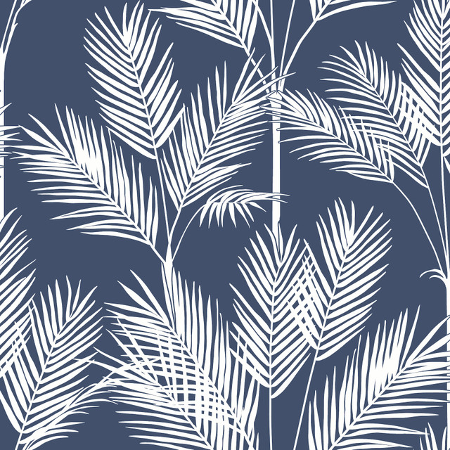 King Palm Silhouette Navy Wallpaper by Inspired by Color Designer Blues II Covers about 56.4 square feet 20.5-in by 33-ft long roll Prepasted 20.5 - Swanky Fabrics - King Palm Silhouette Navy Wallpaper by Inspired by Color Designer Blues II Covers about 56.4 square feet 20.5-in by 33-ft long roll Prepasted 20.5 - Swanky Fabrics -