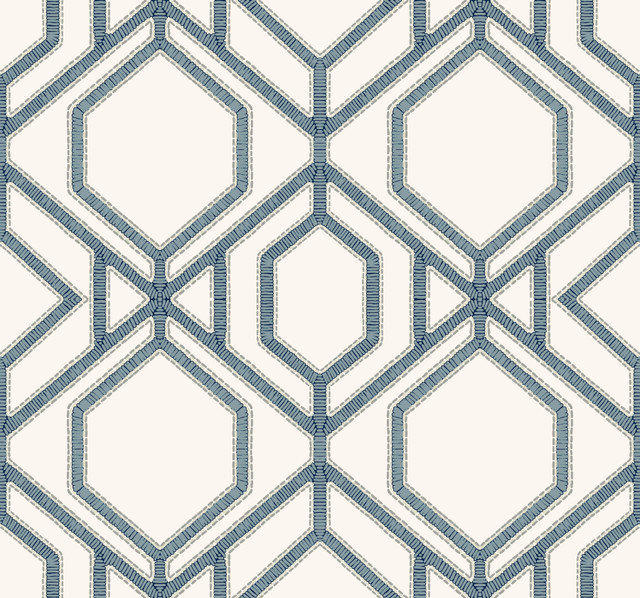 Sawgrass Trellis White & Blue Wallpaper by York Wallcoverings Designer Tropics Resource Library Covers about 60.8 square feet 27-in by 27-ft long roll Prepasted 25.25 - Swanky Fabrics - Sawgrass Trellis White & Blue Wallpaper by York Wallcoverings Designer Tropics Resource Library Covers about 60.8 square feet 27-in by 27-ft long roll Prepasted 25.25 - Swanky Fabrics -