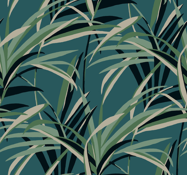 Tropical Paradise Green & Teal Wallpaper by York Wallcoverings Designer Tropics Resource Library Covers about 60.8 square feet 27-in by 27-ft long roll Prepasted 25.25 - Swanky Fabrics - Tropical Paradise Green & Teal Wallpaper by York Wallcoverings Designer Tropics Resource Library Covers about 60.8 square feet 27-in by 27-ft long roll Prepasted 25.25 - Swanky Fabrics -