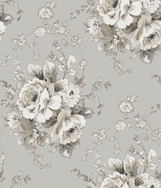Heritage Rose Taupe Wallpaper by York Wallcoverings Designer Simply Farmhouse Covers about 56.4 square feet 20.5-in by 33-ft long roll Unpasted 24 - Swanky Fabrics - Heritage Rose Taupe Wallpaper by York Wallcoverings Designer Simply Farmhouse Covers about 56.4 square feet 20.5-in by 33-ft long roll Unpasted 24 - Swanky Fabrics -