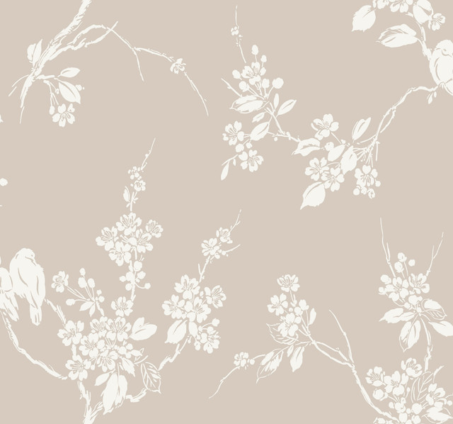 Imperial Blossoms Branch Taupe Wallpaper by Inspired by Color Designer Beige & Neutrals Covers about 60.8 square feet 27-in by 27-ft long roll Prepasted 25.25 - Swanky Fabrics - Imperial Blossoms Branch Taupe Wallpaper by Inspired by Color Designer Beige & Neutrals Covers about 60.8 square feet 27-in by 27-ft long roll Prepasted 25.25 - Swanky Fabrics -