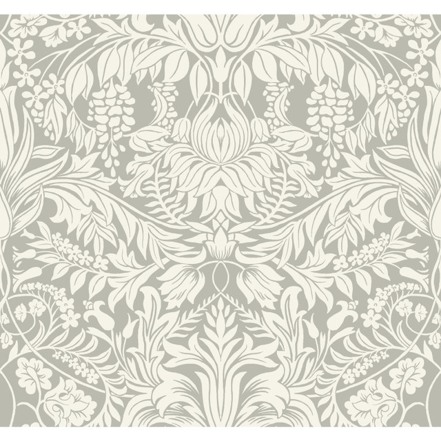 Lockwood Damask Grey Wallpaper by Ronald Redding Designer Arts and Crafts Covers about 60.8 square feet 27-in by 27-ft long roll Unpasted 25.25 - Swanky Fabrics - Lockwood Damask Grey Wallpaper by Ronald Redding Designer Arts and Crafts Covers about 60.8 square feet 27-in by 27-ft long roll Unpasted 25.25 - Swanky Fabrics -