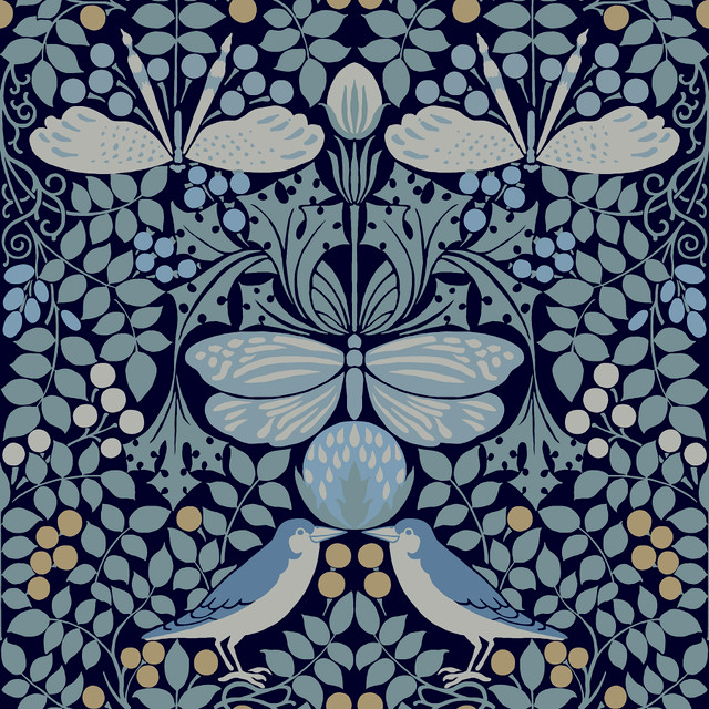 Butterfly Garden Blue Wallpaper by Ronald Redding Designer Arts and Crafts Covers about 56.4 square feet 20.5-in by 33-ft long roll Unpasted 20.5 - Swanky Fabrics - Butterfly Garden Blue Wallpaper by Ronald Redding Designer Arts and Crafts Covers about 56.4 square feet 20.5-in by 33-ft long roll Unpasted 20.5 - Swanky Fabrics -