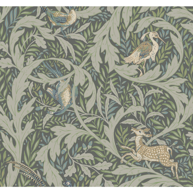 Woodland Tapestry Sage Wallpaper by Ronald Redding Designer Arts and Crafts Covers about 60.8 square feet 27-in by 27-ft long roll Unpasted 25.25 - Swanky Fabrics - Woodland Tapestry Sage Wallpaper by Ronald Redding Designer Arts and Crafts Covers about 60.8 square feet 27-in by 27-ft long roll Unpasted 25.25 - Swanky Fabrics -