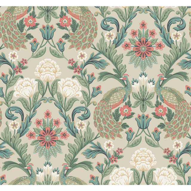 Plume Dynasty Taupe Wallpaper by Ronald Redding Designer Arts and Crafts Covers about 60.8 square feet 27-in by 27-ft long roll Unpasted 25.25 - Swanky Fabrics - Plume Dynasty Taupe Wallpaper by Ronald Redding Designer Arts and Crafts Covers about 60.8 square feet 27-in by 27-ft long roll Unpasted 25.25 - Swanky Fabrics -