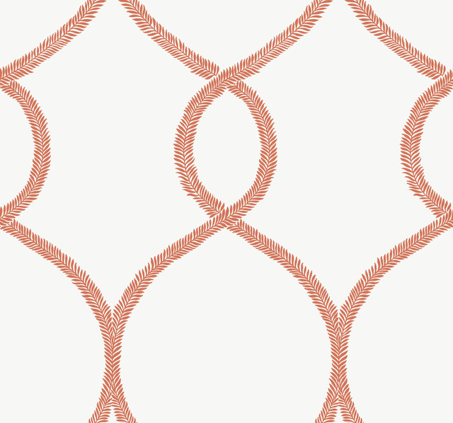 Laurel Leaf Ogee Orange Wallpaper by Ronald Redding Designer 24 Karat Covers about 60.8 square feet 27-in by 27-ft long roll Unpasted 25.25 - Swanky Fabrics - Laurel Leaf Ogee Orange Wallpaper by Ronald Redding Designer 24 Karat Covers about 60.8 square feet 27-in by 27-ft long roll Unpasted 25.25 - Swanky Fabrics -