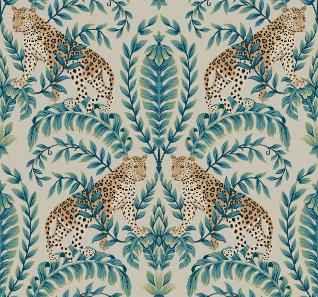 Jungle Leopard Taupe Wallpaper by Ronald Redding Designer 24 Karat Covers about 60.8 square feet 27-in by 27-ft long roll Unpasted 25.25 - Swanky Fabrics - Jungle Leopard Taupe Wallpaper by Ronald Redding Designer 24 Karat Covers about 60.8 square feet 27-in by 27-ft long roll Unpasted 25.25 - Swanky Fabrics -