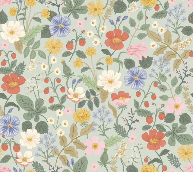 Strawberry Fields Green & Pink Wallpaper by Rifle Paper Co. Designer Rifle Paper Co. Second Edition Covers about 60.8 square feet 27-in by 27-ft long roll Unpasted 24 - Swanky Fabrics - Strawberry Fields Green & Pink Wallpaper by Rifle Paper Co. Designer Rifle Paper Co. Second Edition Covers about 60.8 square feet 27-in by 27-ft long roll Unpasted 24 - Swanky Fabrics -