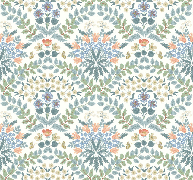 Bramble White & Green Wallpaper by Rifle Paper Co. Designer Rifle Paper Co. Second Edition Covers about 60.8 square feet 27-in by 27-ft long roll Unpasted 25.25 - Swanky Fabrics - Bramble White & Green Wallpaper by Rifle Paper Co. Designer Rifle Paper Co. Second Edition Covers about 60.8 square feet 27-in by 27-ft long roll Unpasted 25.25 - Swanky Fabrics -