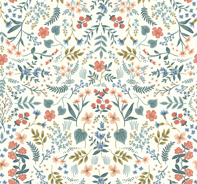 Wildwood Beige & Coral Wallpaper by Rifle Paper Co. Designer Rifle Paper Co. Covers about 60.8 square feet 27-in by 27-ft long roll Unpasted 25.25 - Swanky Fabrics - Wildwood Beige & Coral Wallpaper by Rifle Paper Co. Designer Rifle Paper Co. Covers about 60.8 square feet 27-in by 27-ft long roll Unpasted 25.25 - Swanky Fabrics -