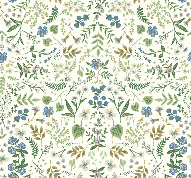 Wildwood Blue & Green Wallpaper by Rifle Paper Co. Designer Rifle Paper Co. Covers about 60.8 square feet 27-in by 27-ft long roll Unpasted 25.25 - Swanky Fabrics - Wildwood Blue & Green Wallpaper by Rifle Paper Co. Designer Rifle Paper Co. Covers about 60.8 square feet 27-in by 27-ft long roll Unpasted 25.25 - Swanky Fabrics -