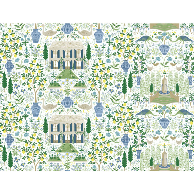 Camont Blue & Green Wallpaper by Rifle Paper Co. Designer Rifle Paper Co. Covers about 60.8 square feet 27-in by 27-ft long roll Unpasted 20.5 - Swanky Fabrics - Camont Blue & Green Wallpaper by Rifle Paper Co. Designer Rifle Paper Co. Covers about 60.8 square feet 27-in by 27-ft long roll Unpasted 20.5 - Swanky Fabrics -