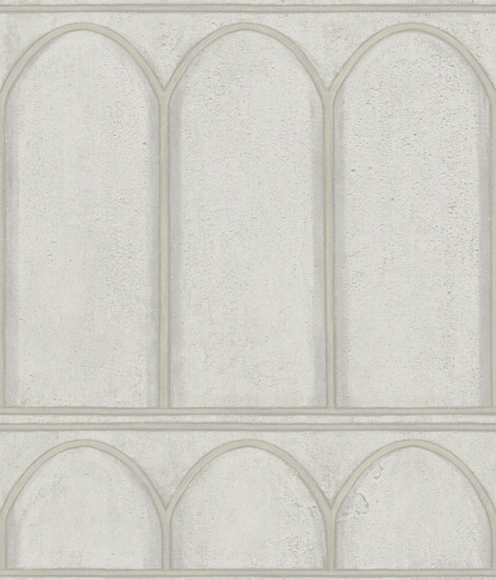 Arches Grey & Pearl Wallpaper by York Wallcoverings Designer Mediterranean Covers about 56.4 square feet 20.5-in by 33-ft long roll Prepasted 24 - Swanky Fabrics - Arches Grey & Pearl Wallpaper by York Wallcoverings Designer Mediterranean Covers about 56.4 square feet 20.5-in by 33-ft long roll Prepasted 24 - Swanky Fabrics -