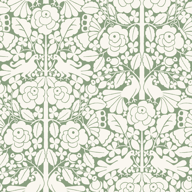 Fairy Tales Green Wallpaper by Magnolia Home Designer Magnolia Home Artful Prints & Patterns Covers about 56.4 square feet 20.5-in by 33-ft long roll Prepasted 20.5 - Swanky Fabrics - Fairy Tales Green Wallpaper by Magnolia Home Designer Magnolia Home Artful Prints & Patterns Covers about 56.4 square feet 20.5-in by 33-ft long roll Prepasted 20.5 - Swanky Fabrics -