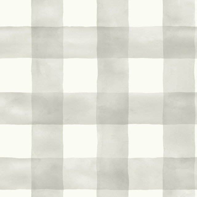 Watercolor Check Grey & White Wallpaper by Magnolia Home Designer Magnolia Home Covers about 56.4 square feet 20.5-in by 33-ft long roll Prepasted 20.5 - Swanky Fabrics -