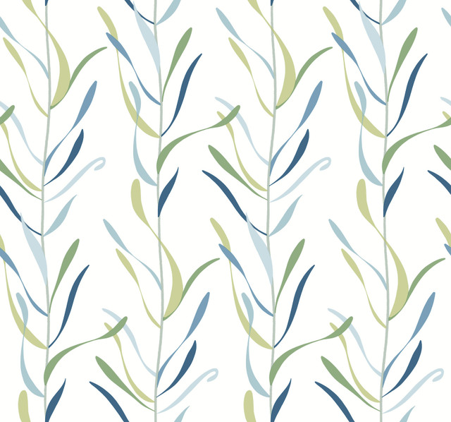 Chloe Vine Peacock Wallpaper by Inspired by Color Designer Blues II Covers about 60.8 square feet 27-in by 27-ft long roll Prepasted 24 - Swanky Fabrics - Chloe Vine Peacock Wallpaper by Inspired by Color Designer Blues II Covers about 60.8 square feet 27-in by 27-ft long roll Prepasted 24 - Swanky Fabrics -