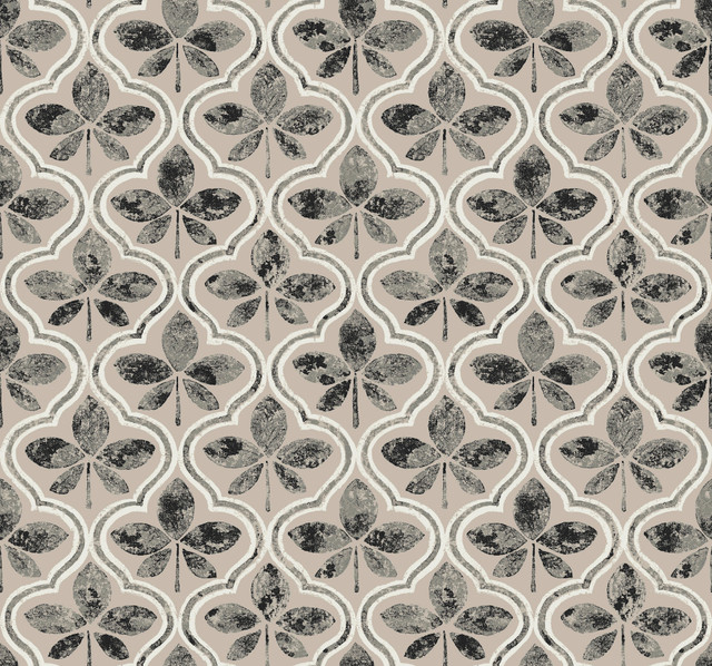 Sevilla Onyx Wallpaper by Inspired by Color Designer Black & White, III Covers about 60.8 square feet 27-in by 27-ft long roll Prepasted 25.25 - Swanky Fabrics -