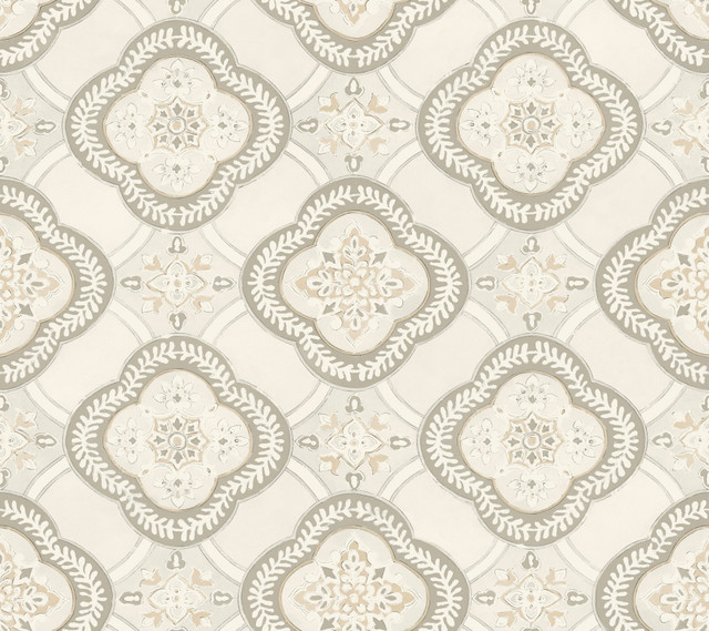 Garden Trellis Hazel Wallpaper by York Wallcoverings Designer Greenhouse Covers about 60.8 square feet 27-in by 27-ft long roll Prepasted 24 - Swanky Fabrics -