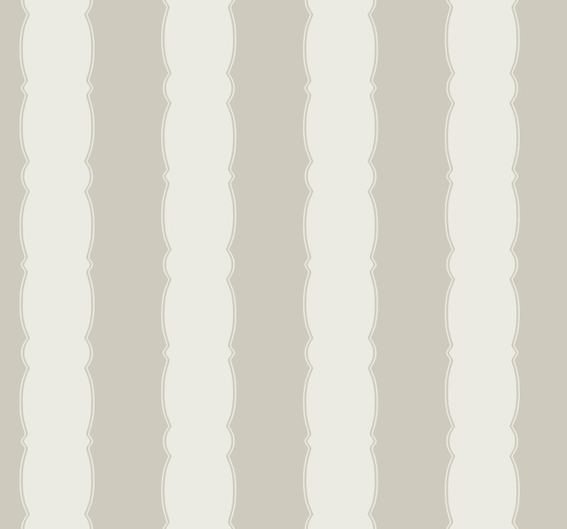 Scalloped Stripe Grey Wallpaper by York Wallcoverings Designer Grandmillennial Covers about 60.8 square feet 27-in by 27-ft long roll Prepasted 25.25 - Swanky Fabrics - Scalloped Stripe Grey Wallpaper by York Wallcoverings Designer Grandmillennial Covers about 60.8 square feet 27-in by 27-ft long roll Prepasted 25.25 - Swanky Fabrics -