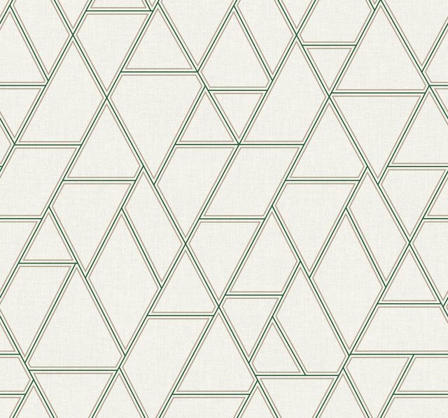 Pathways White & Green Wallpaper by York Wallcoverings Designer Grandmillennial Covers about 60.8 square feet 27-in by 27-ft long roll Prepasted 25.25 - Swanky Fabrics -