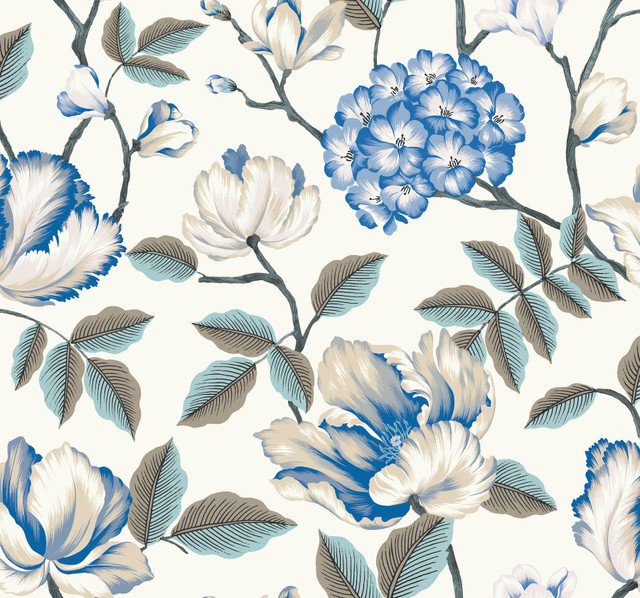 Morning Garden White Wallpaper by York Wallcoverings Designer Grandmillennial Covers about 60.8 square feet 27-in by 27-ft long roll Prepasted 25.25 - Swanky Fabrics - Morning Garden White Wallpaper by York Wallcoverings Designer Grandmillennial Covers about 60.8 square feet 27-in by 27-ft long roll Prepasted 25.25 - Swanky Fabrics -