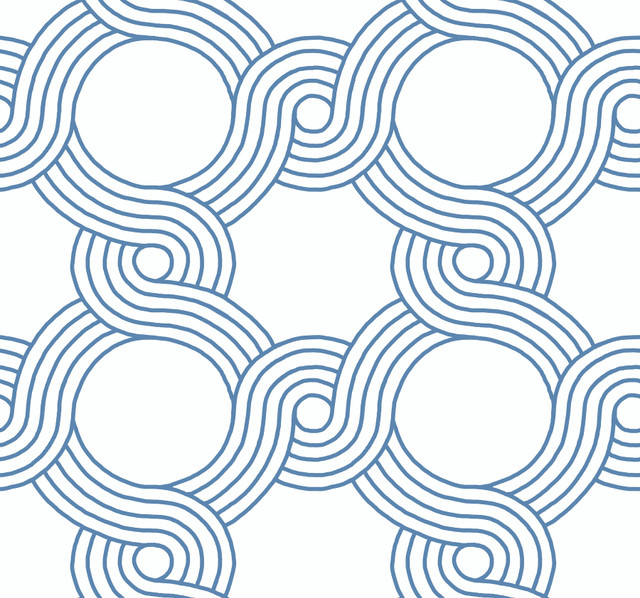 The Twist Blue Wallpaper by York Wallcoverings Designer Geometric Resource Library Covers about 60.8 square feet 27-in by 27-ft long roll Prepasted 25.25 - Swanky Fabrics -
