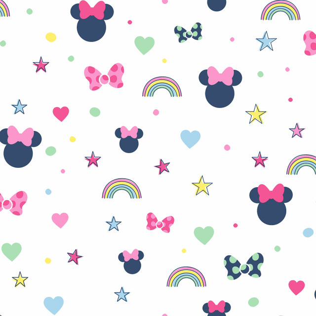Disney Minnie Mouse Rainbow Pink Wallpaper by York Wallcoverings Designer Disney Kids Vol. 4 Covers about 56.4 square feet 20.5-in by 33-ft long roll Unpasted 20.5 - Swanky Fabrics - Disney Minnie Mouse Rainbow Pink Wallpaper by York Wallcoverings Designer Disney Kids Vol. 4 Covers about 56.4 square feet 20.5-in by 33-ft long roll Unpasted 20.5 - Swanky Fabrics -