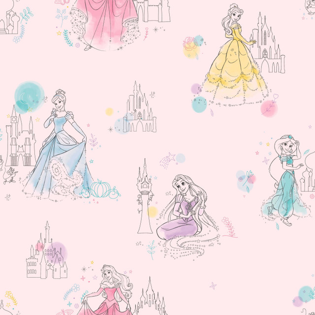 Disney Princess Pretty Elegant Pink Wallpaper by York Wallcoverings Designer Disney Kids Vol. 4 Covers about 56.4 square feet 20.5-in by 33-ft long roll Unpasted 20.5 - Swanky Fabrics - Disney Princess Pretty Elegant Pink Wallpaper by York Wallcoverings Designer Disney Kids Vol. 4 Covers about 56.4 square feet 20.5-in by 33-ft long roll Unpasted 20.5 - Swanky Fabrics -