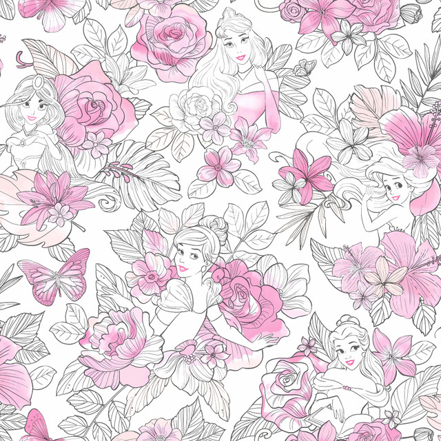 Disney Princess Royal Floral Magenta Wallpaper by York Wallcoverings Designer Disney Kids Vol. 4 Covers about 56.4 square feet 20.5-in by 33-ft long roll Unpasted 20.5 - Swanky Fabrics - Disney Princess Royal Floral Magenta Wallpaper by York Wallcoverings Designer Disney Kids Vol. 4 Covers about 56.4 square feet 20.5-in by 33-ft long roll Unpasted 20.5 - Swanky Fabrics -