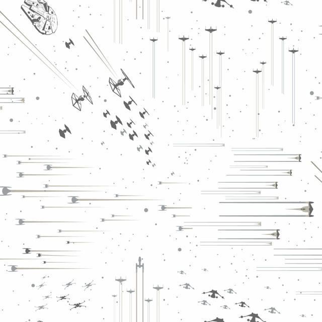Star Wars: Galactic Battles Black & White Wallpaper by York Wallcoverings Designer Disney Kids Vol. 4 Covers about 56.4 square feet 20.5-in by 33-ft long roll Unpasted 20.5 - Swanky Fabrics - Star Wars: Galactic Battles Black & White Wallpaper by York Wallcoverings Designer Disney Kids Vol. 4 Covers about 56.4 square feet 20.5-in by 33-ft long roll Unpasted 20.5 - Swanky Fabrics -