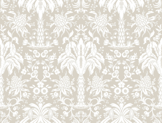 Palmetto Palm Damask Beige Wallpaper by York Wallcoverings Designer Damask Resource Library Covers about 60.8 square feet 27-in by 27-ft long roll Unpasted 20.5 - Swanky Fabrics - Palmetto Palm Damask Beige Wallpaper by York Wallcoverings Designer Damask Resource Library Covers about 60.8 square feet 27-in by 27-ft long roll Unpasted 20.5 - Swanky Fabrics -