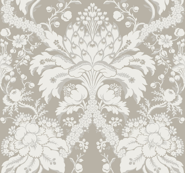 French Artichoke Dam Beige Wallpaper by York Wallcoverings Designer Damask Resource Library Covers about 60.8 square feet 27-in by 27-ft long roll Prepasted 25.25 - Swanky Fabrics - French Artichoke Dam Beige Wallpaper by York Wallcoverings Designer Damask Resource Library Covers about 60.8 square feet 27-in by 27-ft long roll Prepasted 25.25 - Swanky Fabrics -