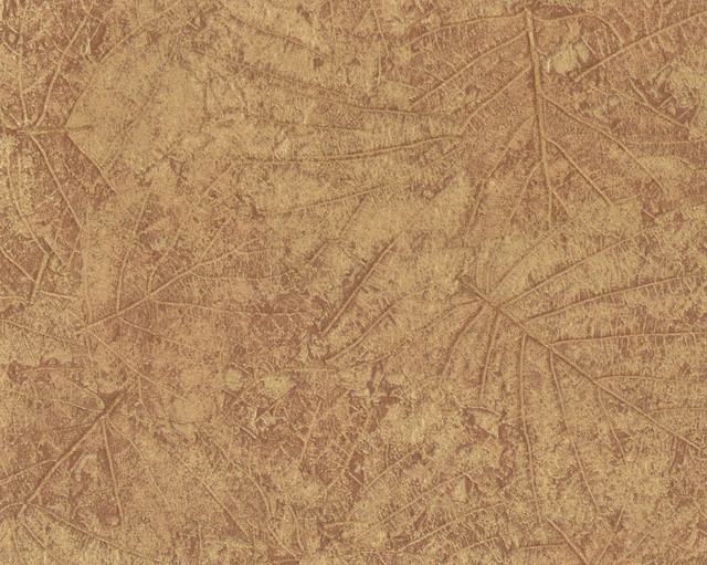 Tossed Leaves Copper Wallpaper by 750 Home Designer Color Library II Covers about 57.8 square feet 21-in by 33-ft long roll Unpasted 21 - Swanky Fabrics -