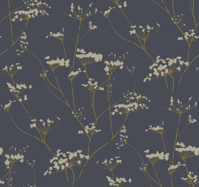 Enchanted Blue Wallpaper by Candice Olson Designer Candice Olson Botanical Dreams Covers about 60.8 square feet 27-in by 27-ft long roll Unpasted 25.25 - Swanky Fabrics -