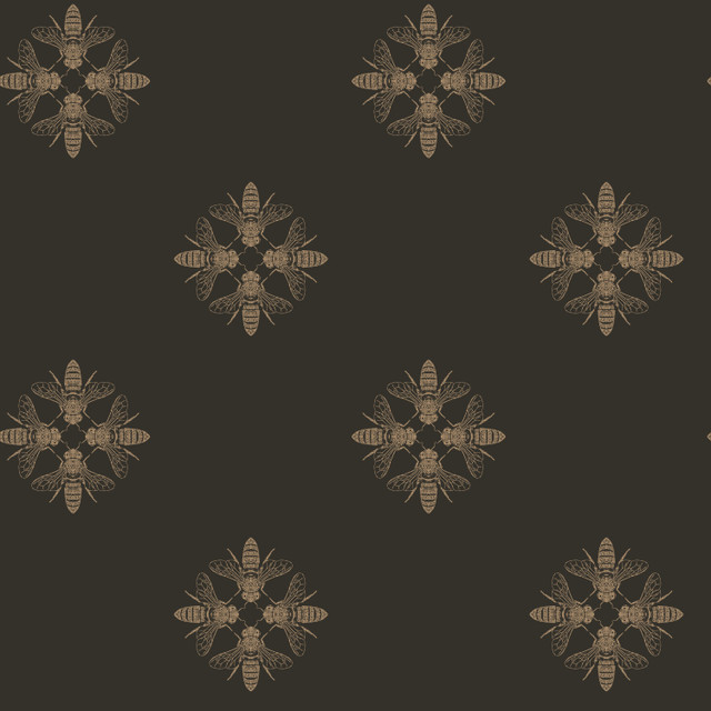 Honey Bee Gold & Black Wallpaper by Inspired by Color Designer Black & White, III Covers about 56.4 square feet 20.5-in by 33-ft long roll Prepasted 10.25 - Swanky Fabrics - Honey Bee Gold & Black Wallpaper by Inspired by Color Designer Black & White, III Covers about 56.4 square feet 20.5-in by 33-ft long roll Prepasted 10.25 - Swanky Fabrics -