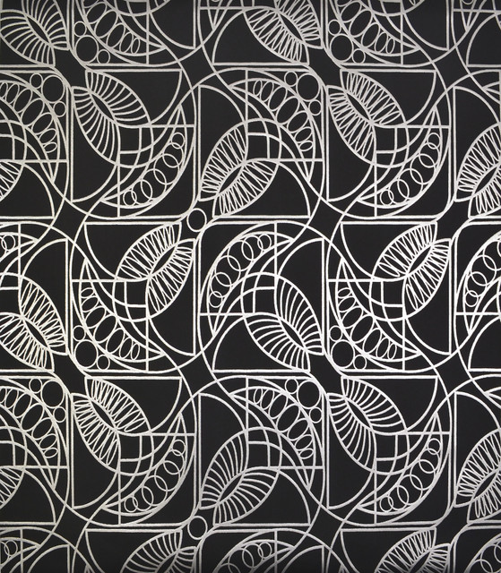 Cartouche Black & Silver Wallpaper by Antonina Vella Designer Antonina Vella Modern Metals Covers about 56.9 square feet 20.8-in by 32.8-ft long roll Unpasted 12.6 - Swanky Fabrics - Cartouche Black & Silver Wallpaper by Antonina Vella Designer Antonina Vella Modern Metals Covers about 56.9 square feet 20.8-in by 32.8-ft long roll Unpasted 12.6 - Swanky Fabrics -