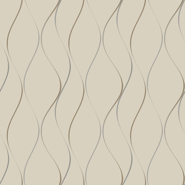 Wavy Stripe Beige Metallic Wallpaper by York Wallcoverings Designer Shimmering Finishes Covers about 57.8 square feet 21-in by 33-ft long roll Unpasted 21 - Swanky Fabrics - Wavy Stripe Beige Metallic Wallpaper by York Wallcoverings Designer Shimmering Finishes Covers about 57.8 square feet 21-in by 33-ft long roll Unpasted 21 - Swanky Fabrics -