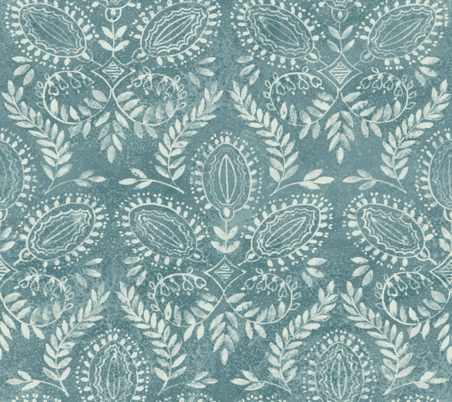 Laurel Damask Teal Wallpaper by Antonina Vella Designer Antonina Vella Boho Luxe Covers about 60.8 square feet 27-in by 27-ft long roll Unpasted 24 - Swanky Fabrics - Laurel Damask Teal Wallpaper by Antonina Vella Designer Antonina Vella Boho Luxe Covers about 60.8 square feet 27-in by 27-ft long roll Unpasted 24 - Swanky Fabrics -