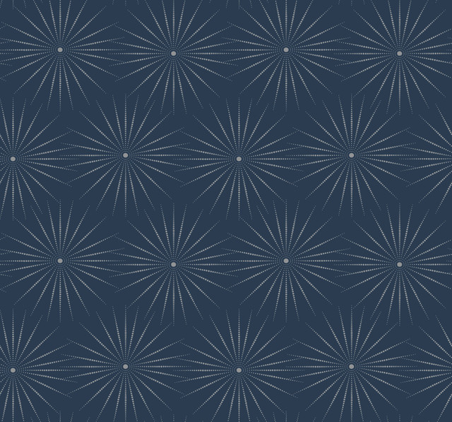 Starlight Blue & Silver Wallpaper by Antonina Vella Designer Antonina Vella Boho Luxe Covers about 60.8 square feet 27-in by 27-ft long roll Unpasted 25.25 - Swanky Fabrics - Starlight Blue & Silver Wallpaper by Antonina Vella Designer Antonina Vella Boho Luxe Covers about 60.8 square feet 27-in by 27-ft long roll Unpasted 25.25 - Swanky Fabrics -