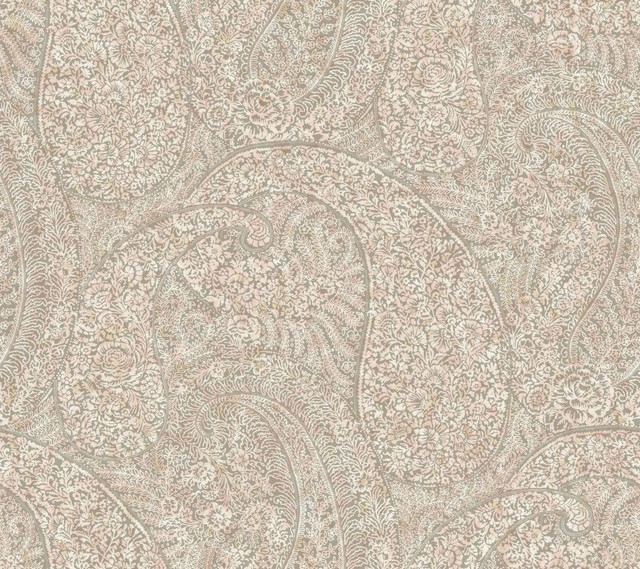 Kashmir Dreams Paisley Pink Wallpaper by Antonina Vella Designer Antonina Vella Boho Luxe Covers about 60.8 square feet 27-in by 27-ft long roll Unpasted 24 - Swanky Fabrics - Kashmir Dreams Paisley Pink Wallpaper by Antonina Vella Designer Antonina Vella Boho Luxe Covers about 60.8 square feet 27-in by 27-ft long roll Unpasted 24 - Swanky Fabrics -