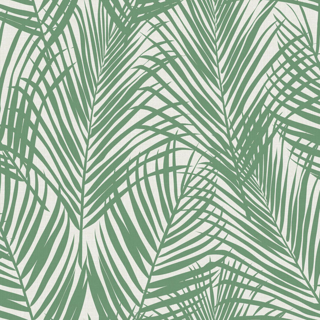 Fifi Green Palm Frond Wallpaper by ESTA Home Designer Design Department Covers about 56.4 square feet 20.5-in by 33-ft long roll Unpasted 20.9 - Swanky Fabrics -